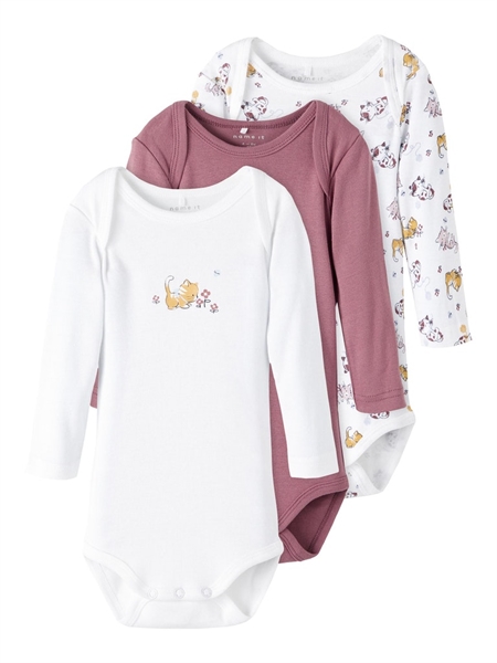 NAME IT 3-Pak Body Langærmet Valerian Katte billede
