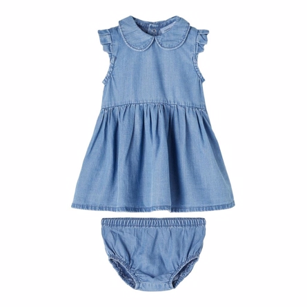 NAME IT Denim Kjole & Bloomers Sæt Medium Blue