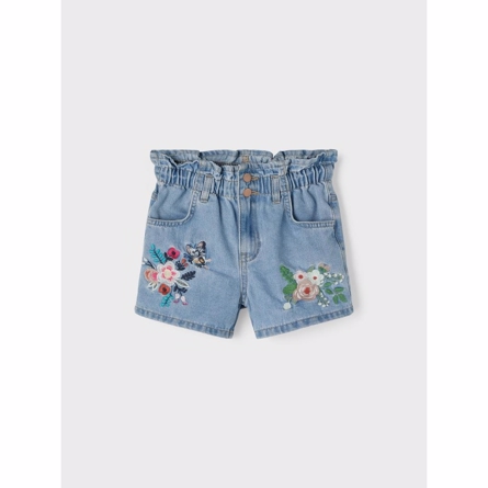 NAME IT Broderede Blomster Shorts Batpim Light Blue