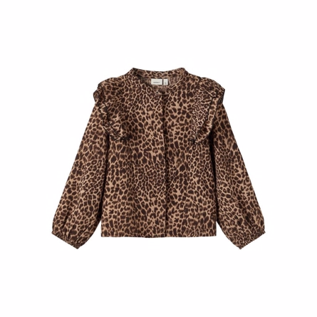 NAME IT Leopard Oversize Shirt Tinja Stucco