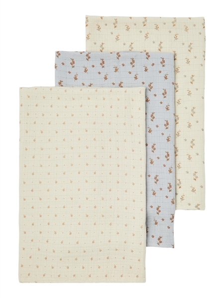 LIL ATELIER 3-Pak Muslin Stofbleer Isley Turtledove