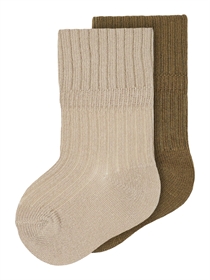 NAME IT 2-Pak Baby Strømper Nugat Oxford Tan