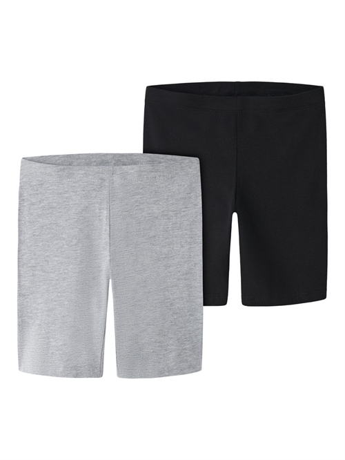 NAME IT 2-Pak Cykelshorts Vivian Black Grey Melange