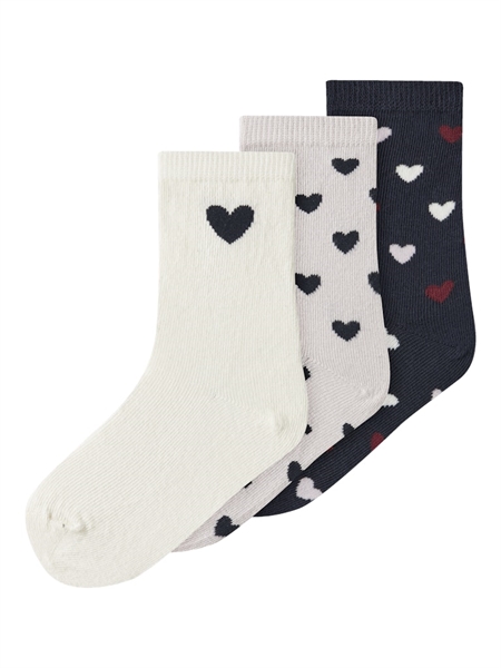 NAME IT 3-Pak Strømper Tua Light Grey Melange Cloud Dancer