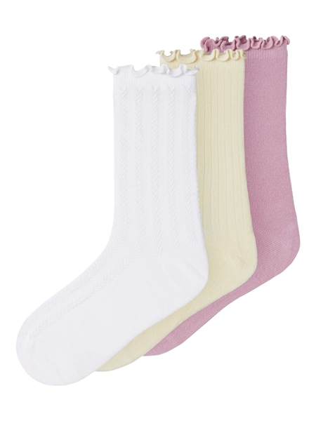Name It Strømper - 3-pak NkfDiza - Bright White/Pirouette/Pear S
