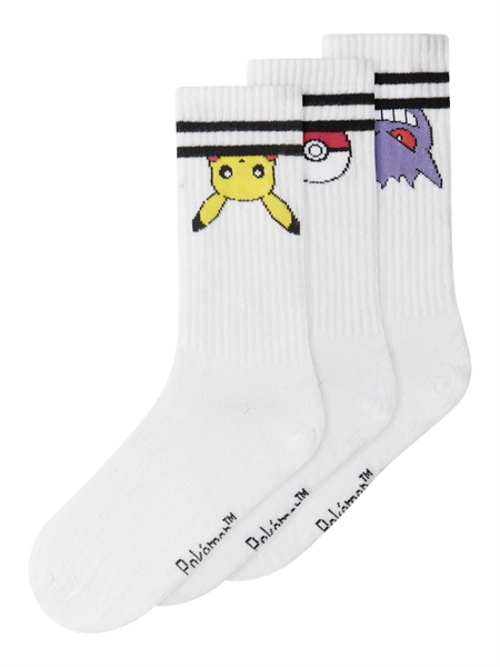 NAME IT 3-Pak Tennis Strømper Morten Pokemon Bright White billede