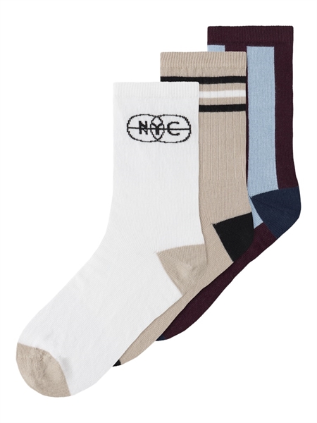 Name It Strømper - 3-pak - NkmFrede - Chateau Grey/Blue Fog