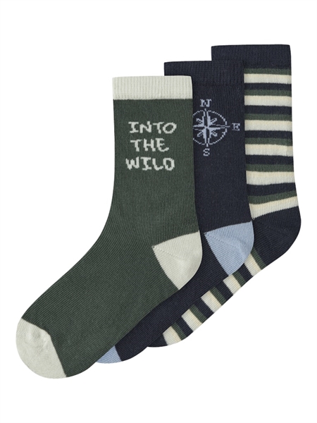 Name It Strømper - 3-pak - NmmHarlan - Garden Topiary/Navy Blaze
