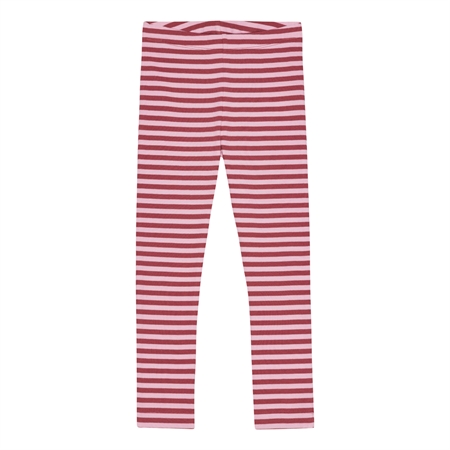 Birkholm Stribede Rib Leggings - Rabarber Rosa & Baby Lyserød