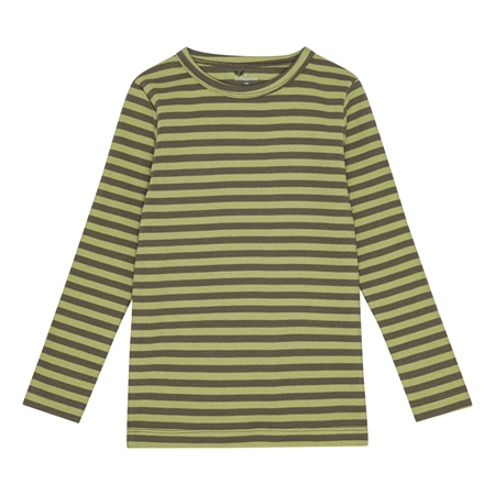 Birkholm Stribet Rib Bluse Oliven Grøn & Salvie Grøn