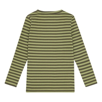 BIRKHOLM Stribet Rib Bluse Oliven Grøn & Salvie Grøn
