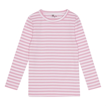BIRKHOLM Stribet Rib Bluse Perfekt Hvid & Baby Lyserød