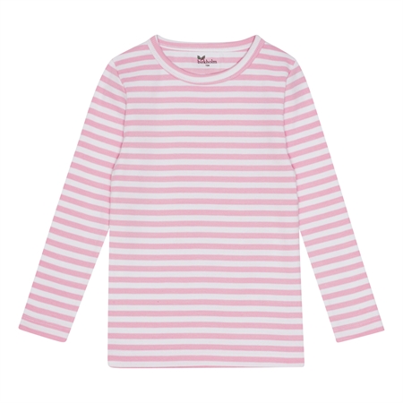 BIRKHOLM Stribet Rib Bluse Perfekt Hvid & Baby Lyserød