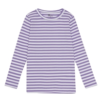 BIRKHOLM Stribet Rib Bluse Perfekt Hvid & Pastel Lilla