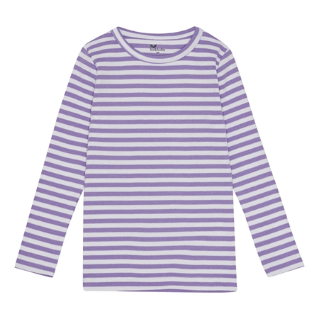 BIRKHOLM Stribet Rib Bluse Perfekt Hvid & Pastel Lilla