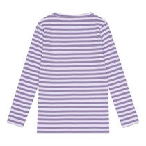BIRKHOLM Stribet Rib Bluse Perfekt Hvid & Pastel Lilla
