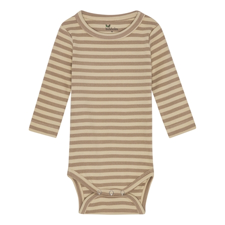 BIRKHOLM Stribet Rib Body Kashmir Brun & Vanilje Beige