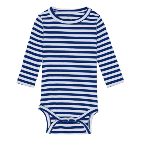 BIRKHOLM Stribet Rib Body Perfekt Hvid & Kobolt Blå