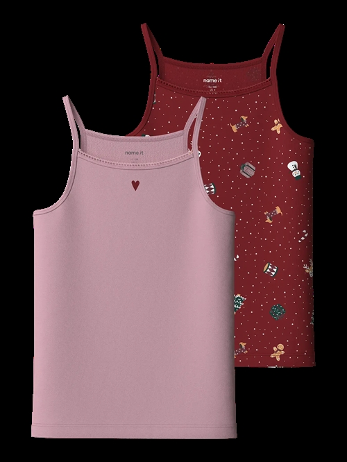 NAME IT 2-Pak Strap Top Vismas Gaveæske Red Dahlia