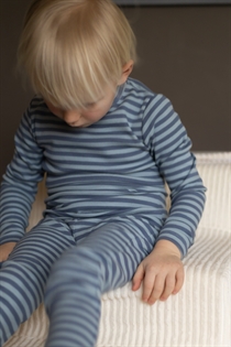 BIRKHOLM Stribede Rib Leggings Støvet Blå & Middelhavs Blå