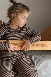 BIRKHOLM Stribede Rib Leggings Kashmir Brun & Chokolade Brun