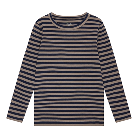 BIRKHOLM Stribet Rib Bluse Kashmir Brun & Navy Blå