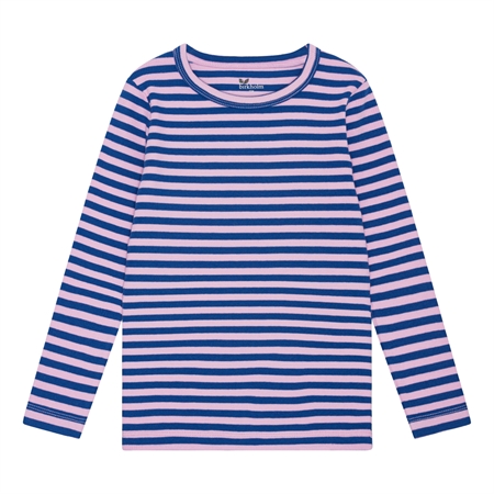 BIRKHOLM Stribet Rib Bluse Kobolt Blå & Baby Lyserød