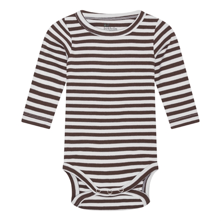 BIRKHOLM Stribet Rib Body Perfekt Hvid & Chokolade Brun
