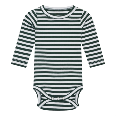 BIRKHOLM Stribet Rib Body Perfekt Hvid & Platan Grøn