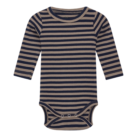 BIRKHOLM Stribet Rib Body Kashmir Brun & Navy Blå