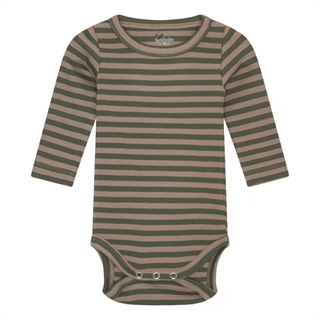 BIRKHOLM Stribet Rib Body Kashmir Brun & Oliven Grøn