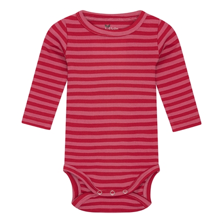 BIRKHOLM Stribet Rib Body Chili Rød & Hindbær Rosa