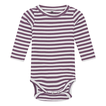 BIRKHOLM Stribet Rib Body Perfekt Hvid & Støvet Lilla