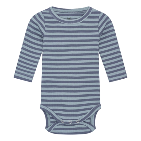 BIRKHOLM Stribet Rib Body Støvet Blå & Middelhavs Blå