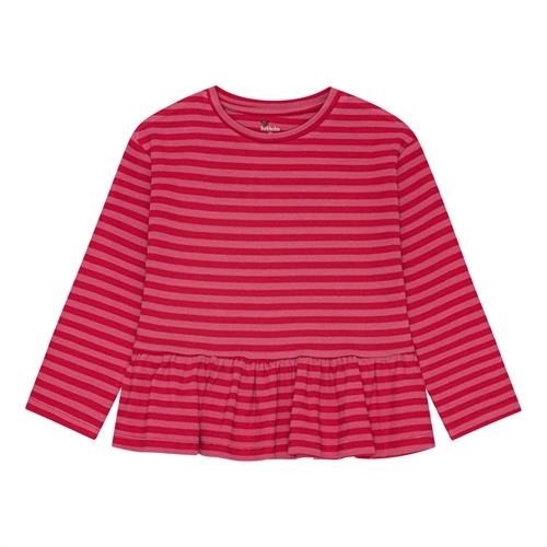 Birkholm Peplum Rib Bluse Chili Rød & Hindbær Rosa