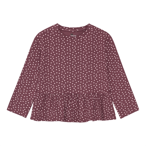 Birkholm Peplum Rib Bluse Bordeaux Lilla & Baby Lyserød