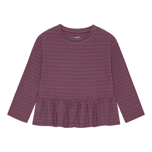 Birkholm Peplum Rib Bluse Tulipan Lilla & Bordeaux Lilla