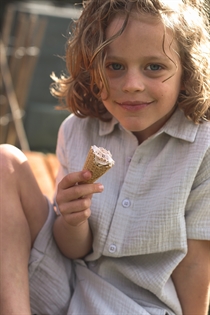BIRKHOLM Muslin Shorts Meleret Grå