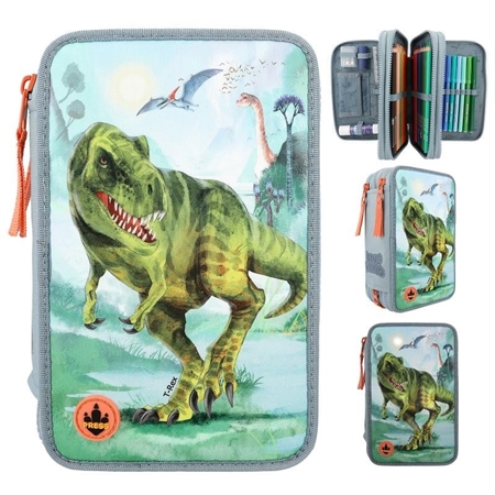 DINO WORLD Penalhus Med 3-Rum Og LED