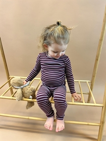 BIRKHOLM Stribede Rib Leggings Due Lilla & Blomme Lilla