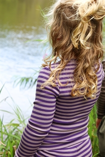 BIRKHOLM Stribede Rib Leggings Due Lilla & Vindrue Lilla