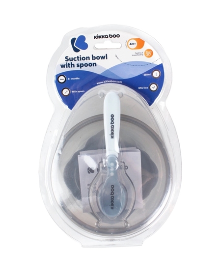 KIKKABOO Skål Med Sugekop Og Låg Blå