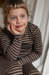 BIRKHOLM Stribet Rib Bluse Kashmir Brun & Chokolade Brun