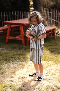 BIRKHOLM Muslin Shorts Natur Beige & Oliven Grøn