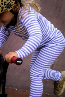 BIRKHOLM Stribede Rib Leggings Perfekt Hvid & Pastel Lilla