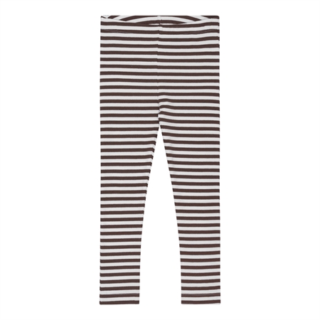 BIRKHOLM Stribede Rib Leggings Perfekt Hvid & Chokolade Brun