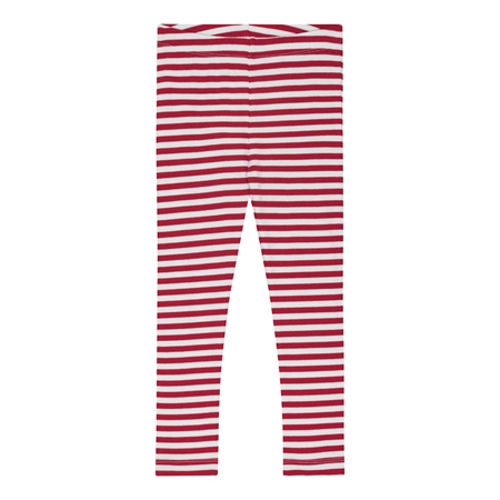 BIRKHOLM Stribede Rib Leggings Perfekt Hvid & Chili Rød