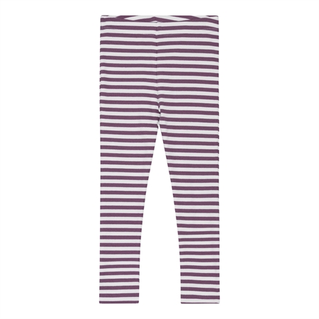 BIRKHOLM Stribede Rib Leggings Perfekt Hvid & Støvet Lilla