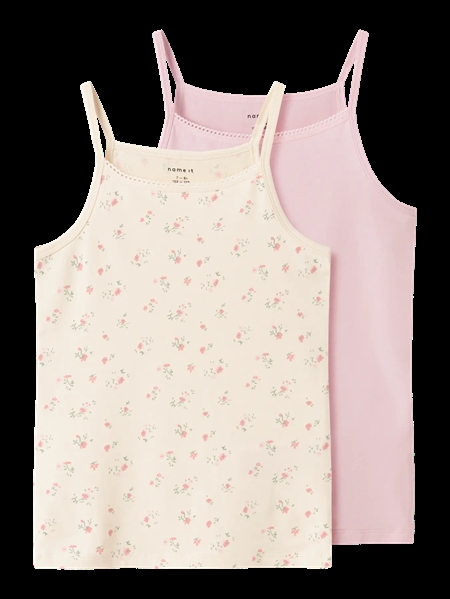 NAME IT 2-Pak Strop Top Flower Turtledove