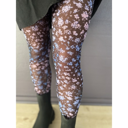 ONLY Mesh Leggings Ruby Black Flower